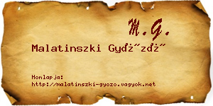 Malatinszki Győző névjegykártya